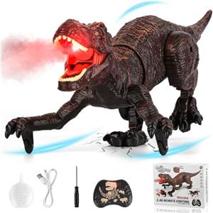 Buoeuik Dinosauro Giocattolo, Dinosauro Telecomandato con Spruzzare Ruggendo Camminare Giochi Bambini 6 7 8 9 10 11 12 Anni Gioco Educativi Regalo Compleanno Natale Bimbi Ragazzi Animali Drago Ricaricabile