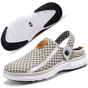 Gaatpot Ciabatte da Giardino Uomo Pantofole Donna Zoccoli e Sabot da Mare Scarpe da Spiaggia e Piscina Sandalino Slip-on Traspirante Grigio Chiaro 43
