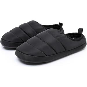 Git-up Pantofole da Uomo in Cotone con Memory Foam Ciabatte Larghe con Suola in Gomma Antiscivolo Inverno Scarpe Calde Indoor Outdoor, Nero 42