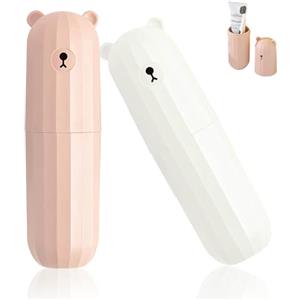 CAAGGMM Astuccio per Spazzolini da Denti, 2 pezzi 20x5,5cm Custodia da Viaggio per Spazzolino da Denti, può essere Utilizzato per Riporre Articoli da Toeletta, Posate, per casa, Campeggio, Bianco e Rosa