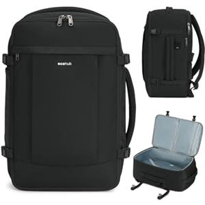 ECOHUB 30L Zaino da Viaggio Aereo 45x36X20 per Easyjet, Zaino Bagaglio a Mano Tasca Antifurto per Laptop, 15.6 Pollici Zaino Porta PC, Impermeabile Borsa da Cabina PET Riciclato per Donna Uomo (Nero)