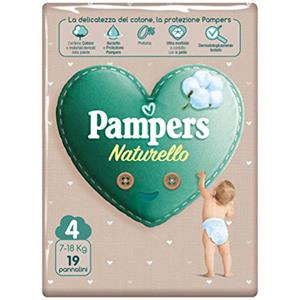 Pampers Acqua Pura, 19 Pannolini Contenenti Cotone e Materiali Naturali Derivanti dalle Piante, 0% Profumo, Taglia 4 (7-18 Kg)