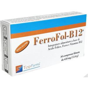 TOP GROUP FerroFol B12 - Integratore alimentare con Acido Folico, Ferro e Vitamina B12 - 60 compresse rivestite