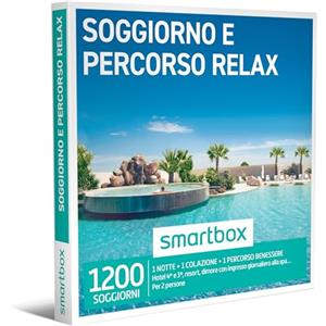 Smartbox Cofanetto regalo Soggiorno e percorso relax, Idea regalo relax, 1 notte con colazione e 1 percorso benessere per 2 persone