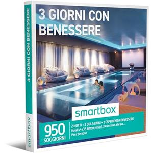 Smartbox - Cofanetto Regalo 3 Giorni con Benessere - Idea Regalo per Lui e Lei - 2 Notti con Colazione e Pausa Relax per 2 Persone