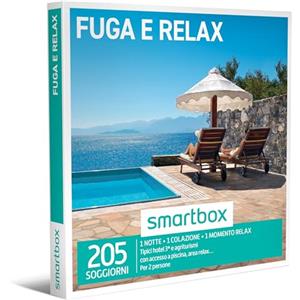 Smartbox - Fuga e Relax Cofanetto Regalo Coppia, 1 Notte con Colazione e 1 Momento Relax per 2 Persone, Idee Regalo Originale