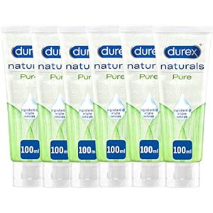 Durex Naturals Pure Gel Lubrificante Sessuale Intimo 6x100ml, 100% Ingredienti di Origine Naturale, 600 ml formato convenienza