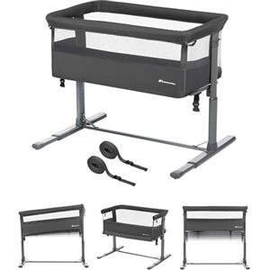 Bebeconfort Zina Culla Neonato Fianco Letto, 0-6 mesi (0-9kg), Lettino Neonato Pieghevole, 5 Altezze Regolabili, Materassino Reclinabile, Mineral Graphite