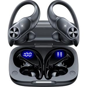 ECLVOX Cuffie Bluetooth Sport 5.3, Auricolari Wireless con Gancio per Orecchio, 80 Ore Autonomia Totale, Display LED Digitale, IPX7 Impermeabili, Controllo Fisico, Ideali per Running e Palestra