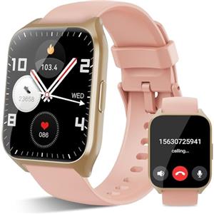 aycy Smartwatch Uomo Donna, 1.85" HD Orologio Smartwatch con Effettua/Risposta Chiamate,112+Sportive Watch con Contapassi Sonno Cardiofrequenzimetro, IP68 Orologio Fitness Tracker per Android iOS, Oro Rosa