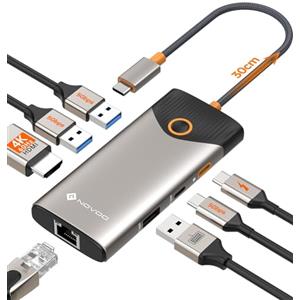NOVOO USB C Hub, Adattatore USB C 7 in 1 con HDMI 4K60 Hz, Ethernet da 1 Gbps, 100W PD, Porte Dati USB-A/C da 5 Gbps, Docking Station Compatibile con MacBook/iPad/iPhone/Dell/HP/Surface