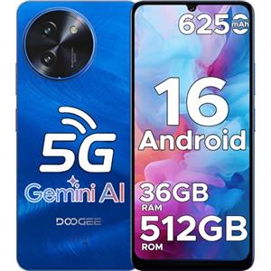 DOOGEE Note 59 Pro+ Smartphone 5G Android 16 Gemini AI, 512GB ROM+36(12+24) GB RAM Telefono Cellulare, 6250mAh 6.75" HD+120Hz Schermo Telefoni 50MP+8MP, Cellulari Face Unlock/Fingerprint/NFC, Blu