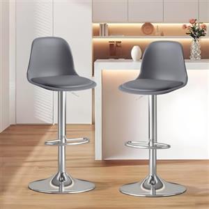 XUEGW Set moderno di sgabelli da bar (2 pezzi), sgabelli girelli regolabili in altezza con schienale e poggiapiedi, per isole cucina e home bar