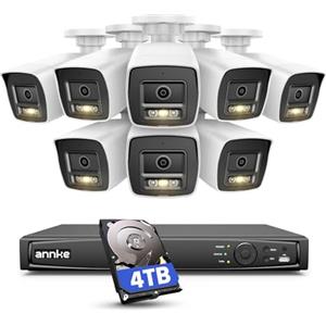 ANNKE Kit Sicurezza PoE 12MP, Set con 8 Telecamere Sorveglianza Esterno e NVR 16 Canali, Visione Notturna a Colori, Rilevamento Intelligente Umani/Veicoli, Audio, IP67, Compatibile con Alexa