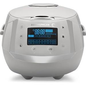 Reishunger Cuociriso Digitale Grigio - Vaporiera Multifunzione fino a 8 Persone con 12 Programmi, Tecnologia a 7 Fasi - Con Display LED e Funzione di Mantenimento del Caldo