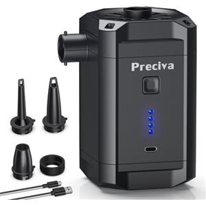 Preciva Pompa Gonfiabile a Batteria ad alta capacità 5200mAh | Pompe elettriche gonfiabili/estrattore portatili | Materassi Gonfiabili Rapidi, Materassi da Campeggio, Piscine Gonfiabili