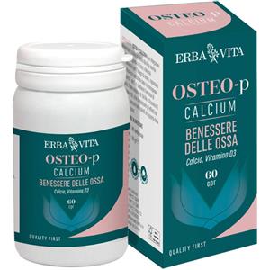 Erba Vita Osteo-P Calcium - Integratore per l'Integrità Ossea con Calcio, Magnesio, Zinco, Vitamina K2 e D3 - 60 Compresse