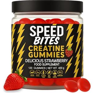 Speed Bites Creatina HCl Gummies - 1600 mg Creatina HCl = 5000 mg Monoidrato - Vegano, Senza Zucchero, Alta Assorbimento - Per Forza, Energia e Recupero - Produzione UE - 120 Gommose