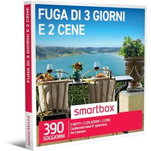 Smartbox - Fuga di 3 Giorni e 2 Cene - Cofanetto Regalo Coppia, 2 Notti con Colazione e 2 Cene per 2 Persone, Idee Regalo Originale