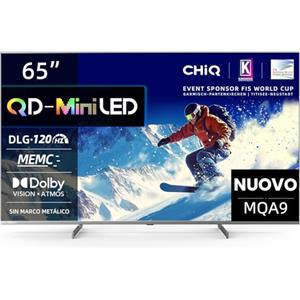 CHiQ M65QA9 65" 4K Mini QLED TV Smart 60Hz MEMC & Local Dimming|Dolby Vision & Atmos|DLG 120Hz* (Migliorato via software) |HDR10