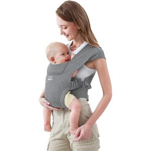 MOMTORY Marsupio Neonato Ergonomico, MOMTORY Marsupio Neonati, 3-12kg Portabebè per Neonati Extra Morbido, Neonati a Bambini con Chiusura Uncino & Asola per Una Facile Regolazione (Grigio Chiaro)