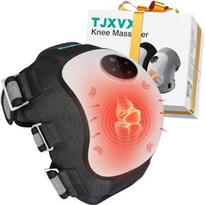 TJXVX Massaggiatore Ginocchio Terapia Calore e Vibrazione, Sollievo Rapido dal Dolore con Ginocchiera Elettrica Wireless, Compressione Aria e Batteria 5000mAh, 3 Livelli Calore, 3 Modalità Massaggio