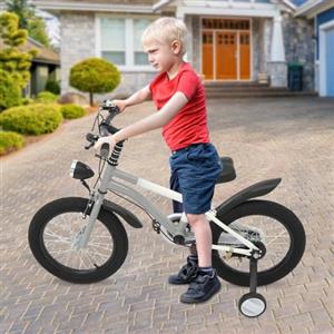 GIDRLL Freestyle BMX Bicicletta per bambini da 16 pollici, regolabile in altezza, per ragazzi e ragazze dai 4 ai 6 anni, con luce, ruote di supporto e doppio sistema di frenatura (grigio)