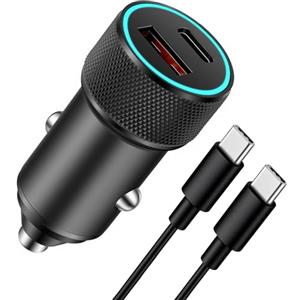 Adiwo Caricatore Auto USB C 100W, Presa Accendisigari a Doppia Porta PD 20W & QC 3.0, Fast Charge compatibile con iPhone Pro/Max 17/16/15/14, Samsung, Huawei, Xiaomi, iPad, Accessori Auto