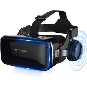 FIYAPOO Occhiali VR 3D con Cuffie, Bambini HD Visore Realtà Virtuale per Film e Giochi, Compatibile con Smartphone Android e iPhone da 4,7 a 6,7 Pollici, Regalo di Natale Perfetto per la Famiglia