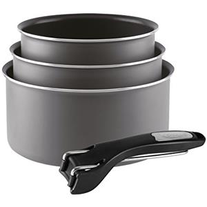 Sitram 710876 Set 3 Pentole Colore Tortora Ø 16/18/20 cm Rivestimento Interno Antiaderente Senza PFOA + Manico Removibile - Tutti i Piani Cottura Compresa induzione