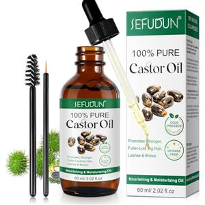 CJXHJY Olio Di Ricino Biologico 60 ml, Puro Al 100%, Olio Di Ricino Biologico Spremuto A Freddo Per La Crescita Dei Capelli, Naturale Per Corpo, Unghie, Ciglia E Sopracciglia