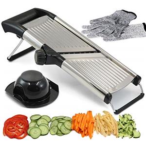 Chef's INSPIRATIONS Affettatrice Mandolina per Verdure della Chef's INSPIRATIONS. Perfetta per Affettare Cibo, Frutta e Verdura. Julienne Professionale. Guanti Protettivi Inclusi