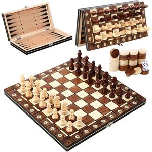 LIAILA Scacchi magnetici, 3 in 1, scacchiera in legno, 29 x 29 cm, gioco di scacchi magnetico, pieghevole, scacchi per bambini, chess board per feste, attività in famiglia, buon compagno per viaggi
