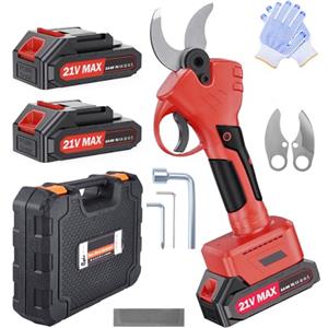 XIAZIR Forbici da Potatura a Batteria 40mm - Forbice Elettrica per Potatura con Motore Brushless 600W, 2×Batterie 21V 2000mAh e Lame SK5, Cesoia a Batteria per Giardino, Frutteto e Fattoria