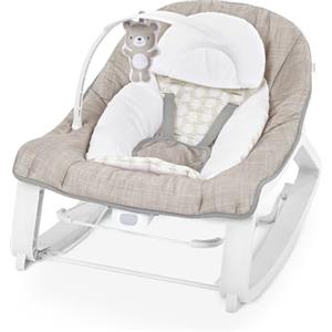 Ingenuity Keep Cozy 3-in-1 Sdraietta Vibrante per Bambini e Dondolo da Neonato a Bimbo, con Vibrazioni e Barra Giocattolo, 0-30 Mesi Fino a 18 kg - Orso Linden