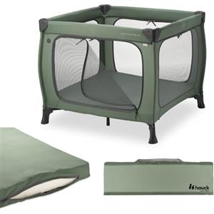 hauck Lettino Neonato da Viaggio Sleep N Play SQ Set - Culla Campeggio con Materasso Spessore 5 cm, Pieghevole con Borsa Incl. - Letto per Bambini Dalla Nascita FIno a 15 kg - Verde scuro