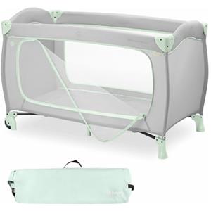 hauck Lettino Da Viaggio Sleep N Play Go Plus - Culla Neonato Fino a 15kg - Letto Pieghevole 120x60, Borsa Inclusa, Ampia Apertura - Box Bambini Compatto, con Ruote Integrate - Dusty Mint