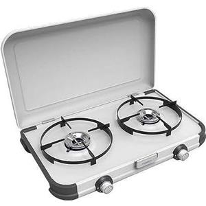 Campingaz - Fornello da campeggio Kitchen 2, fornello a gas a 2 fuochi, 4000 Watt, compatto, unisex adulto, Fornello a gas., grigio., Taglia Unica
