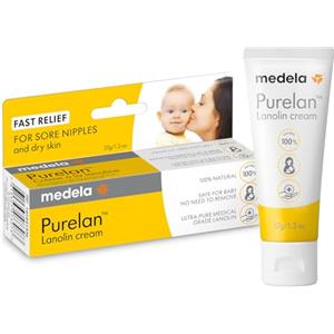 Medela Purelan Crema alla Lanolina per Capezzoli, Sollievo Rapido per Capezzoli Dolenti e Pelle Secca, a Base di Ingredienti Naturali, Ipoallergenica e Dermatologicamente Testata, Senza Profumo, 37 g