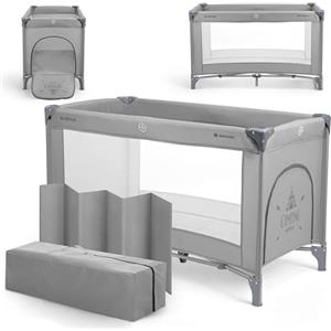 Kikka Boo Lettino da Campeggio SO GIFTED, Culla Neonato da Viaggio 120x60 cm, Fino a 15 kg, Pieghevole, Portatile e Compatto, Borsa da Trasporto, Grigio
