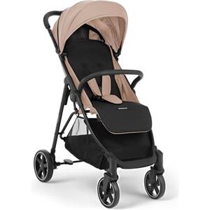 Kikka Boo KikkaBoo Passeggino Leggero Compatto Fino a 22 kg ALEXA, Pieghevole con Una Mano, Schienale Reclinabile, Poggiapiedi Regolabile, Imbracatura a 5 Punti, Beige