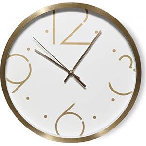 Baroni Home Orologio da Parete in PVC in Stile Moderno 25 cm, Silenzioso, Numeri Grandi Oro