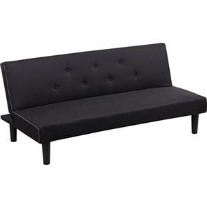 Baroni Home Divano Letto in Tessuto 3 Posti Trasformabile in Letto Imbottito, Divano Reclinabile con Gambe in Plastica da Salotto, Camera degli Ospiti, Apertura 93 cm, 167x70x77 cm, Nero