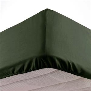 Douceur d'Intérieur Oscar Lenzuolo con Angoli, 90 x 190 cm, Microfibra, Tinta Unita, Kaki