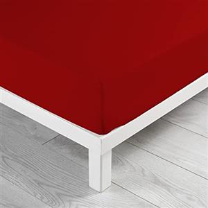 Douceur d'Intérieur DOUCEUR D'INTERIEUR Lenzuolo matrimoniale con angoli, 180 x 200 cm, tinta unita, colore bordeaux