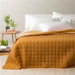 Caleffi - Copriletto-trapuntato Modern Tinta Unita Matrimoniale Oro