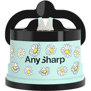 AnySharp Affilacoltelli, Sicurezza Mani Libere, Potente Suzione PowerGrip, Affila Sicuramente Tutti i Coltelli da Cucina, Ideale per Acciaio Temperato e Dentati, Il Migliore del Mondo, Margherite