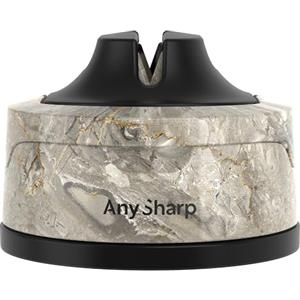 AnySharp Evo Affilacoltelli, Sicurezza Mani Libere, Potente Suzione PowerGrip, Affila Sicuramente Tutti i Coltelli da Cucina, Ideale per Acciaio Temperato e Dentati, Il Migliore del Mondo, Pietra