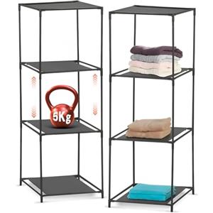 Wintem Scaffale Salvaspazio 3 Ripiani in Stoffa - Set di 2 Scaffali Modulari 34x34x98 cm - Libreria Multiuso per Casa e Ufficio, Leggera e Resistente, Perfetta per Bagno, Cucina e Soggiorno, Grigio