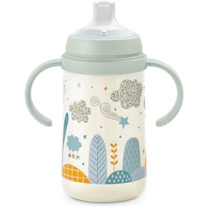 Suavinex, Tazza Apprendimento con Beccuccio e Manici in Silicone, Biberon con Manici, con Sistema Anticoliche, Coperchio Protettivo, Bicchiere Antigoccia, 270 ml, per Bambini dai 6 Mesi in Su, Azzurro